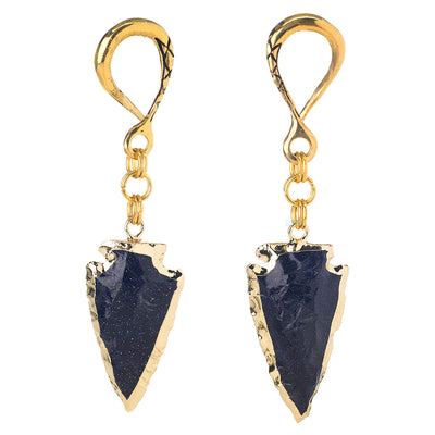 Crossovers with Gold Plated Blue Goldstone Arrowhead Weights