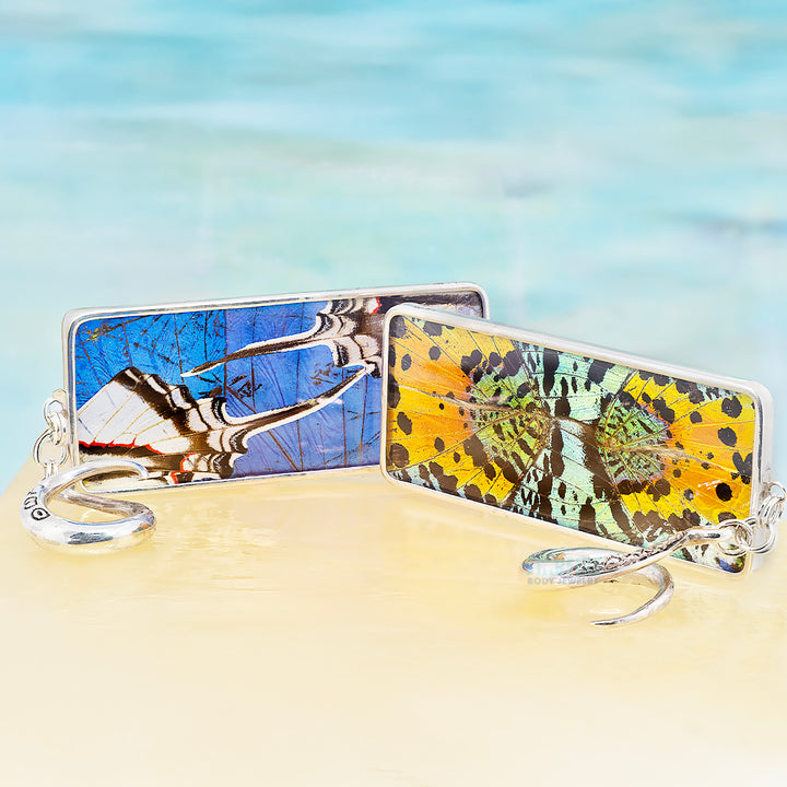 Crossovers in Sterling Silver with Natural Butterfly Wings