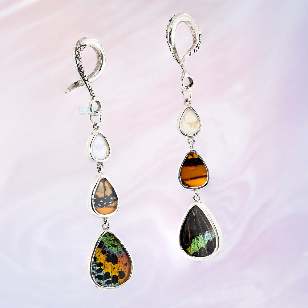 Crossovers in Sterling Silver with Natural Butterfly Wings