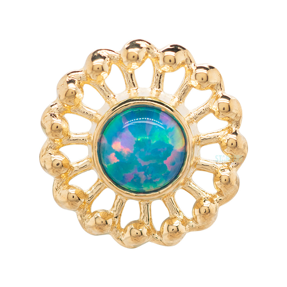 "Virtue" Threaded End in Yellow Gold with Opal