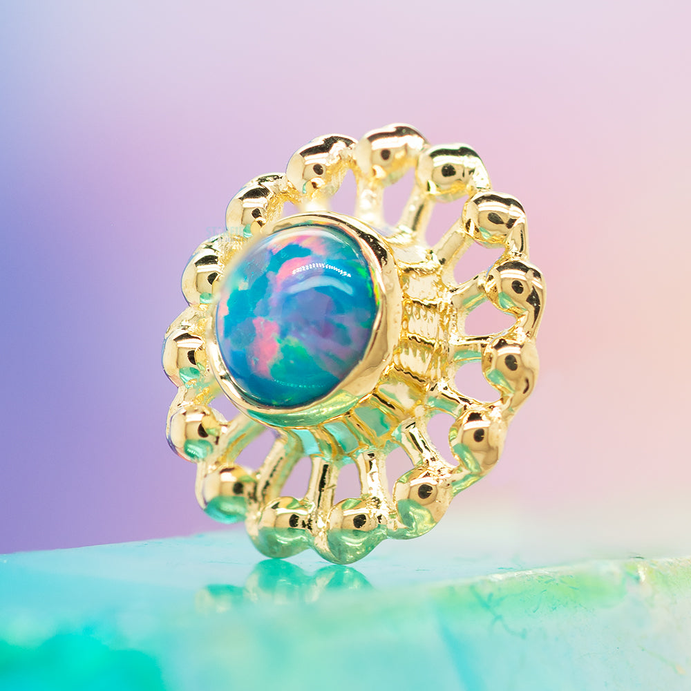 "Virtue" Threaded End in Yellow Gold with Opal