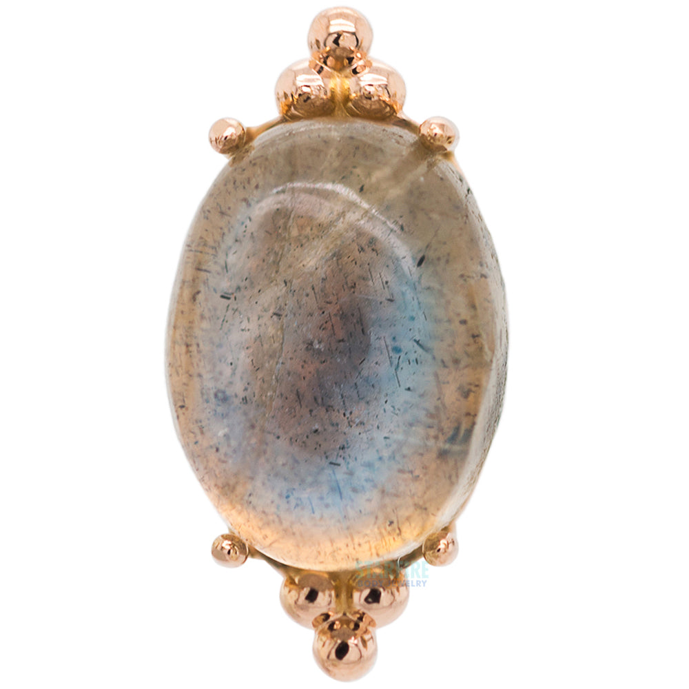 "FaraTa" Threaded End in Gold with Oval Labradorite Cabochon