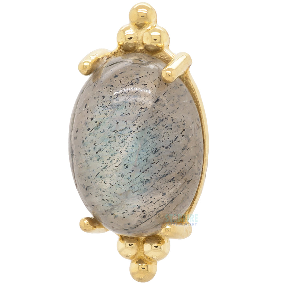 "FaraTa" Threaded End in Gold with Oval Labradorite Cabochon