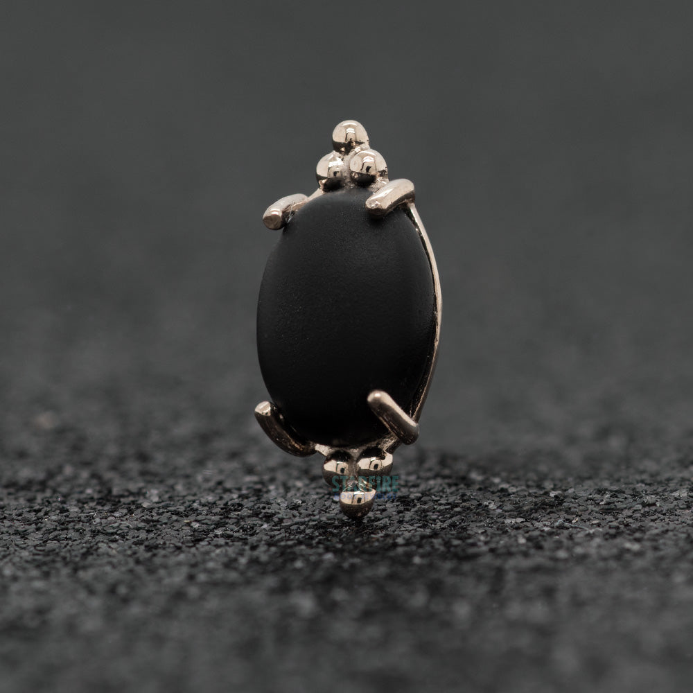 "FaraTa" Threaded End in Gold with Oval Sandblasted Black Onyx Cabochon