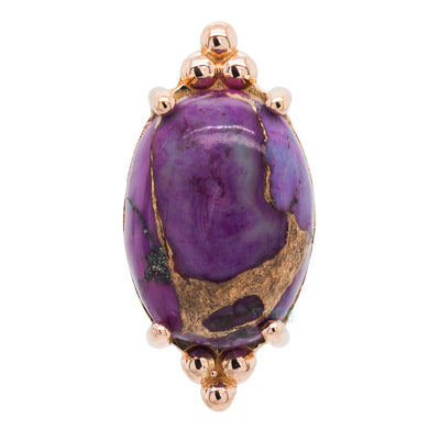 "FaraTa" Threaded End in Gold with Oval Purple Copper Turquoise Cabochon