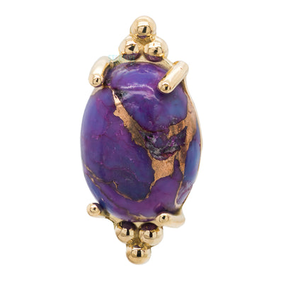 "FaraTa" Threaded End in Gold with Oval Purple Copper Turquoise Cabochon