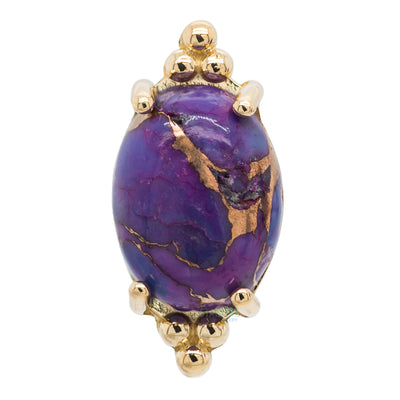 "FaraTa" Threaded End in Gold with Oval Purple Copper Turquoise Cabochon