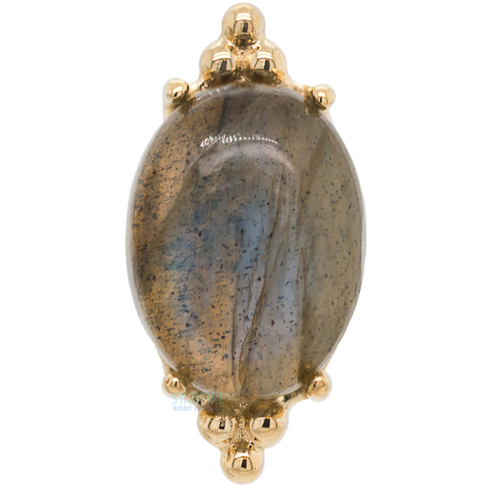 "FaraTa" Threaded End in Gold with Oval Labradorite Cabochon