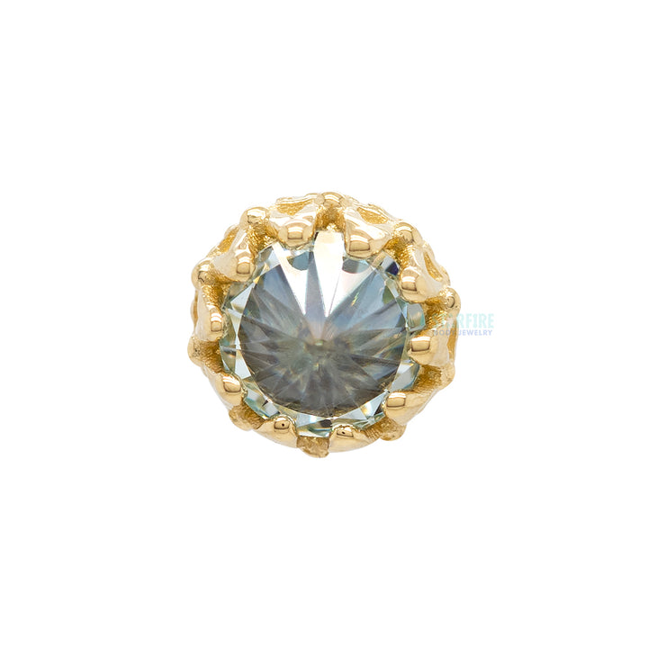 3mm "King" Crown Threaded End in Gold with Reverse-Set Brilliant-Cut Gem