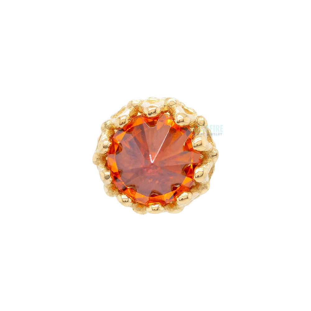 3mm "King" Crown Threaded End in Gold with Reverse-Set Brilliant-Cut Gem