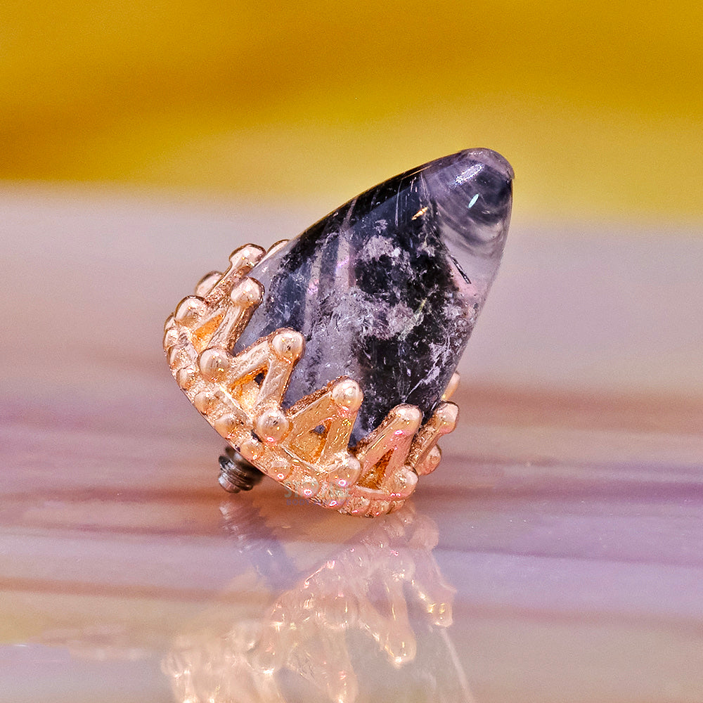4mm "King" Crown Threaded End in Gold with Natural Stone Bullet