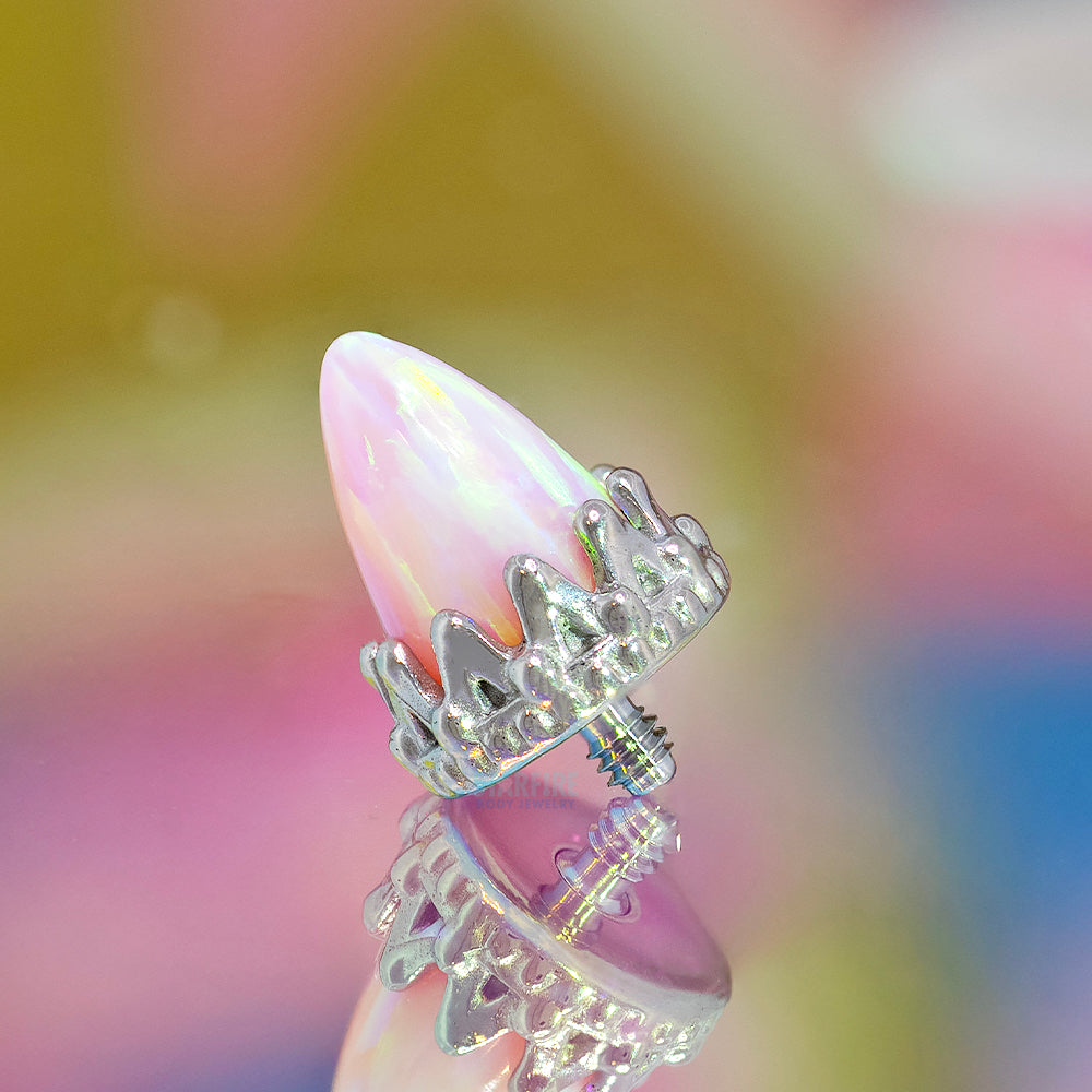 4mm "King" Crown Threaded End in Gold with Opal Bullet