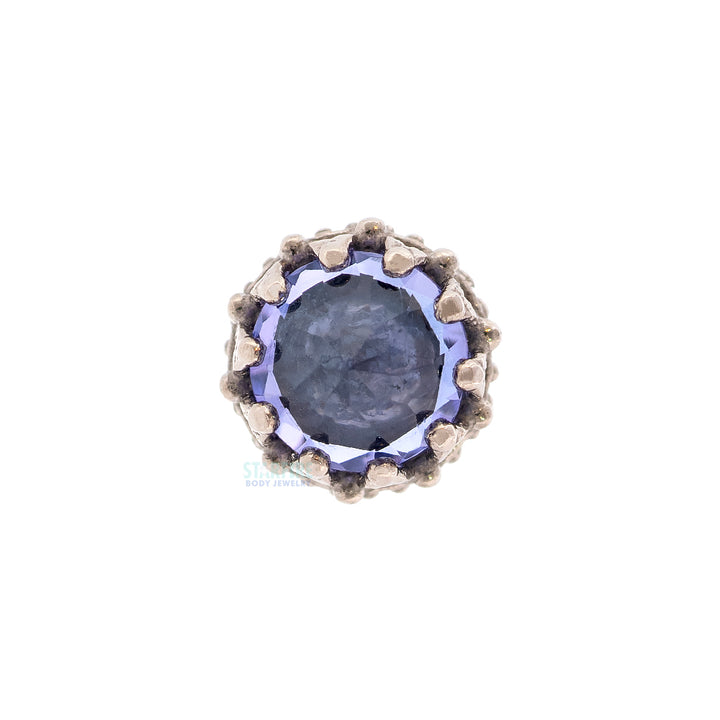 4mm "King" Crown Threaded End in Gold with Reverse-Set Brilliant-Cut Gem