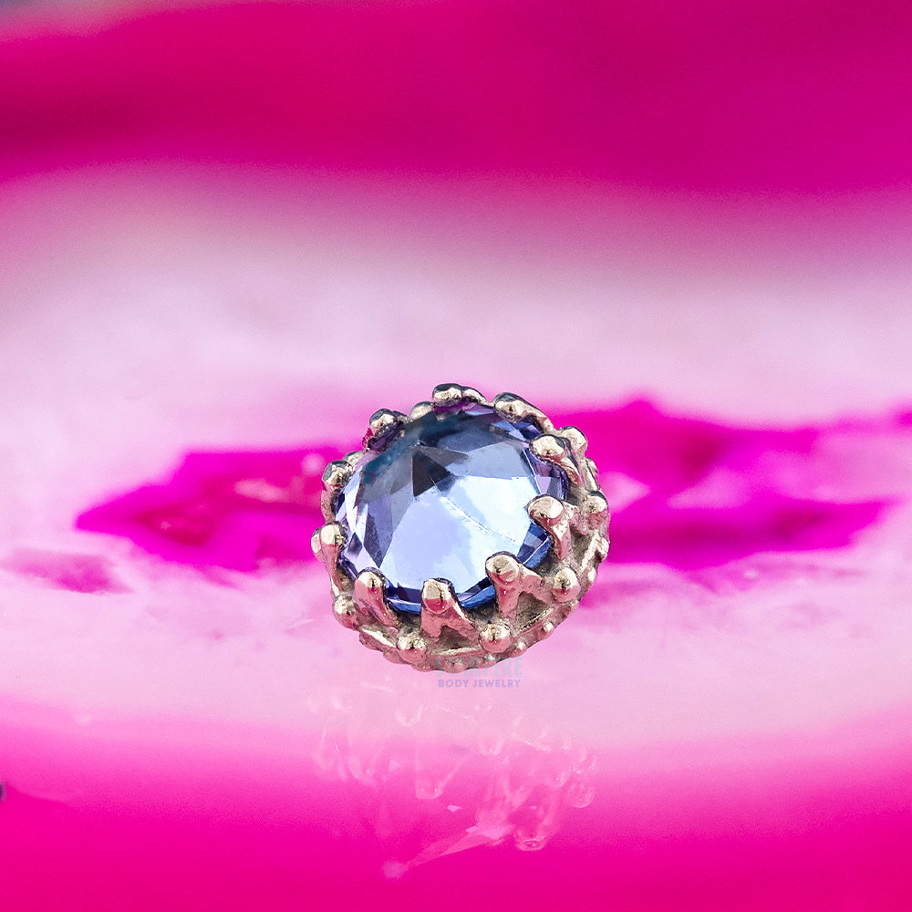 4mm "King" Crown Threaded End in Gold with Reverse-Set Brilliant-Cut Gem
