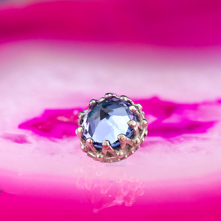 4mm "King" Crown Threaded End in Gold with Reverse-Set Brilliant-Cut Gem