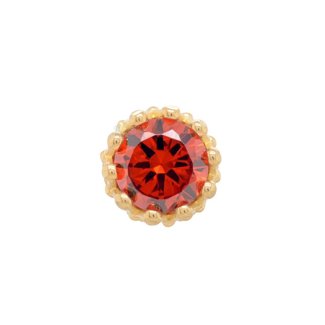 4mm "King" Crown Threaded End in Gold with Brilliant-Cut Gem