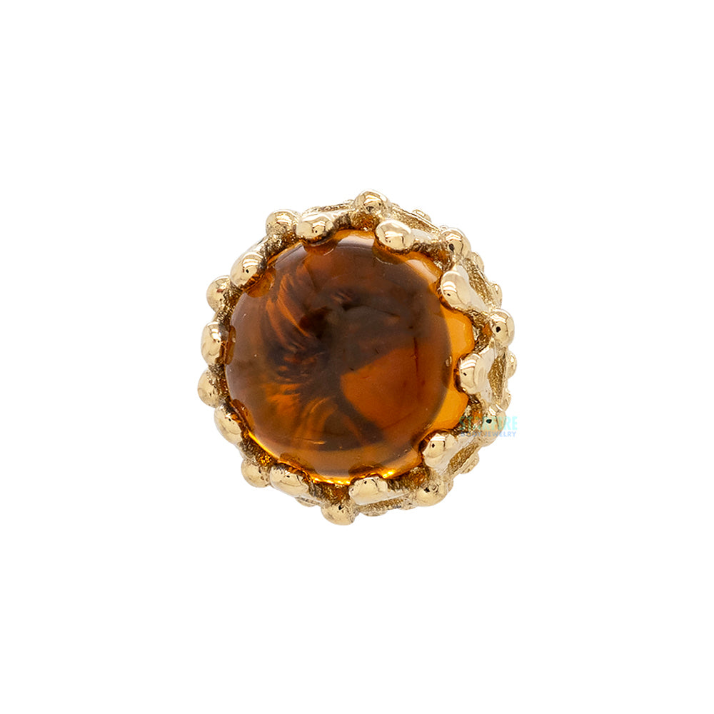 "King" Crown Threaded End in Yellow Gold with Stone Cabochon