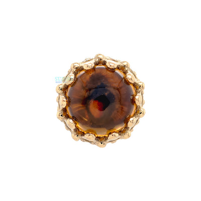 "King" Crown Threaded End in Yellow Gold with Stone Cabochon