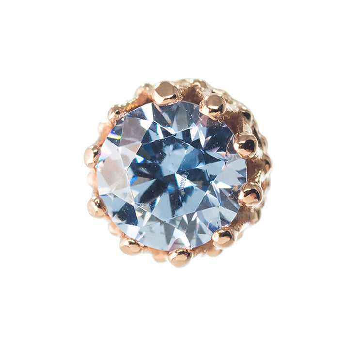 4mm "King" Crown Threaded End in Gold with Brilliant-Cut Gem