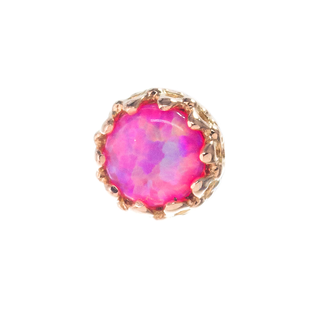 3mm "King" Crown Threaded End in Gold with Opal Cabochon