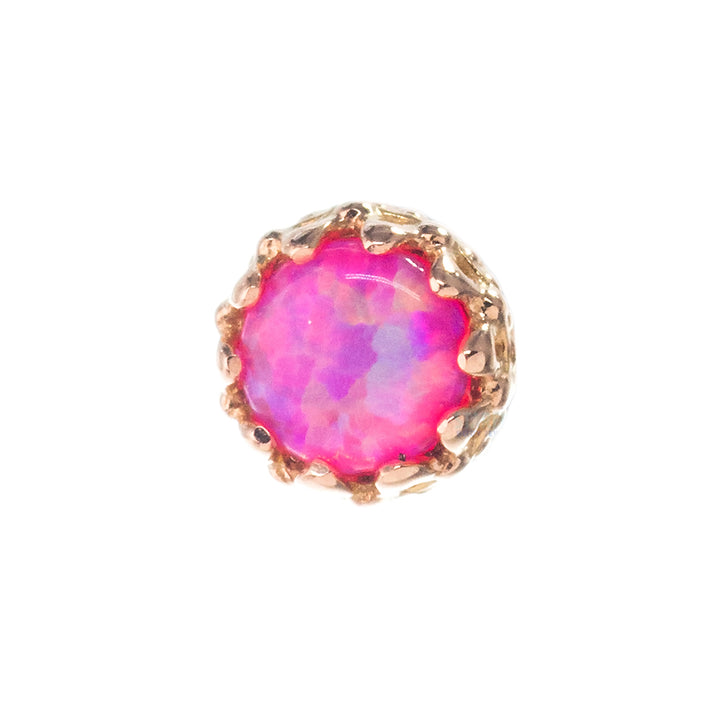 3mm "King" Crown Threaded End in Gold with Opal Cabochon