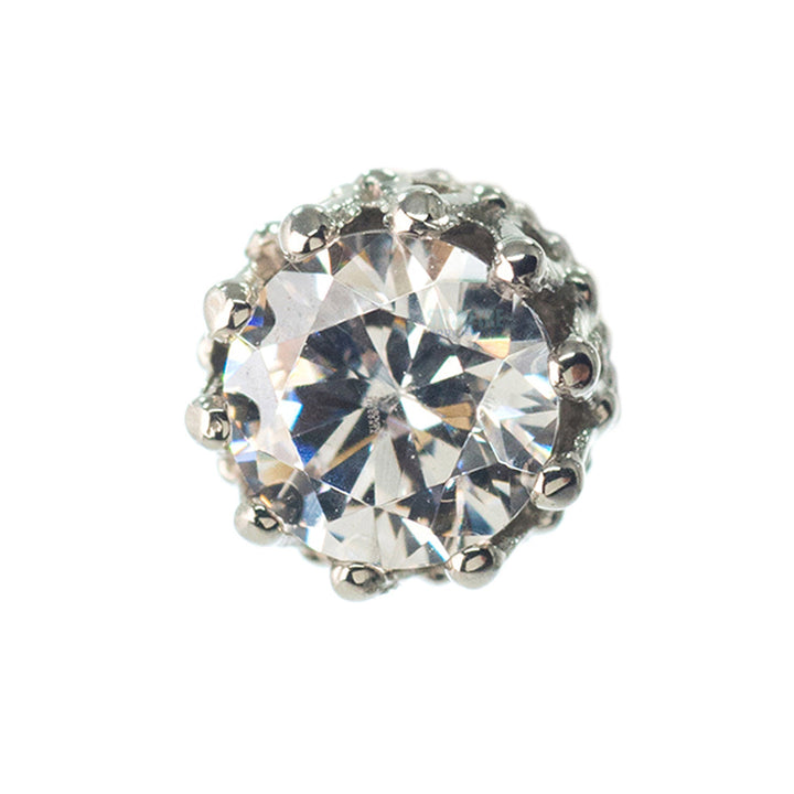 4mm "King" Crown Threaded End in Gold with Brilliant-Cut Gem