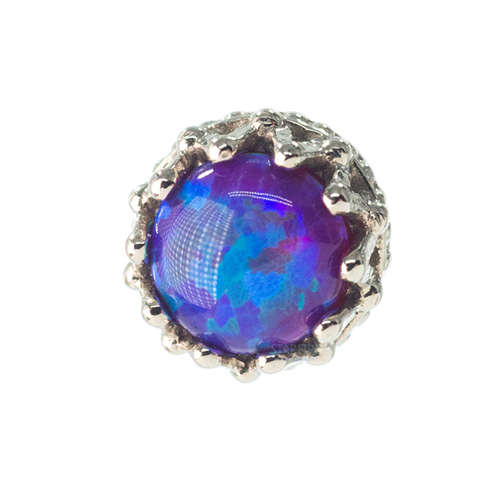 4mm "King" Crown Threaded End in Gold with Opal Cabochon