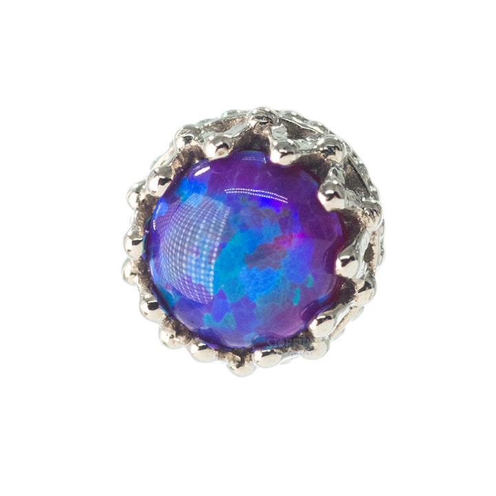 4mm "King" Crown Threaded End in Gold with Opal Cabochon