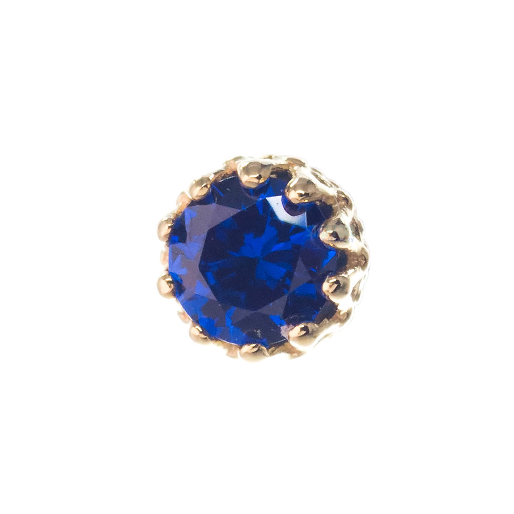 3mm "King" Crown Threaded End in Gold with Brilliant-Cut Gem