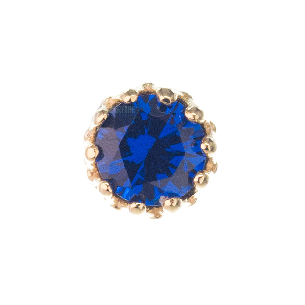 3mm "King" Crown Threaded End in Gold with Brilliant-Cut Gem