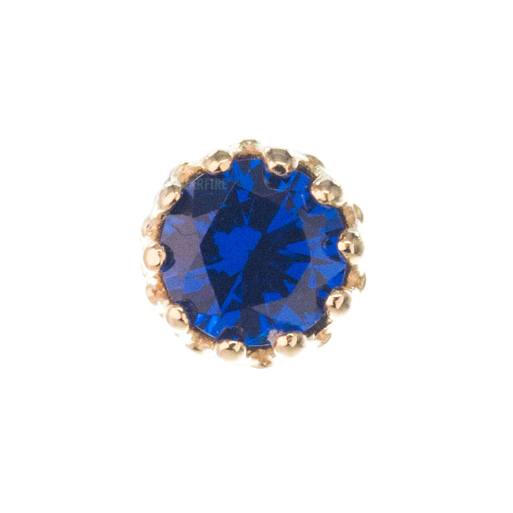 3mm "King" Crown Threaded End in Gold with Brilliant-Cut Gem