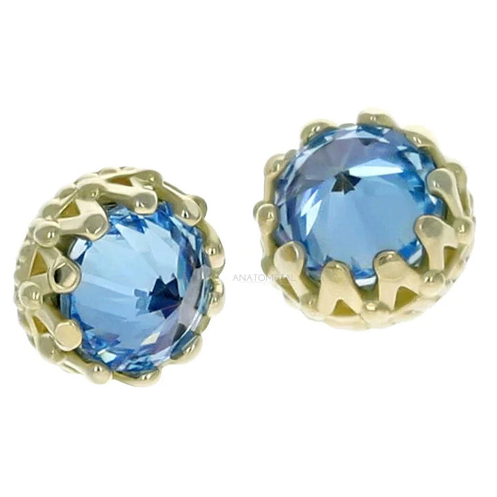3.5mm "King" Crown Threaded End in Gold with Reverse-Set Brilliant-Cut Gem