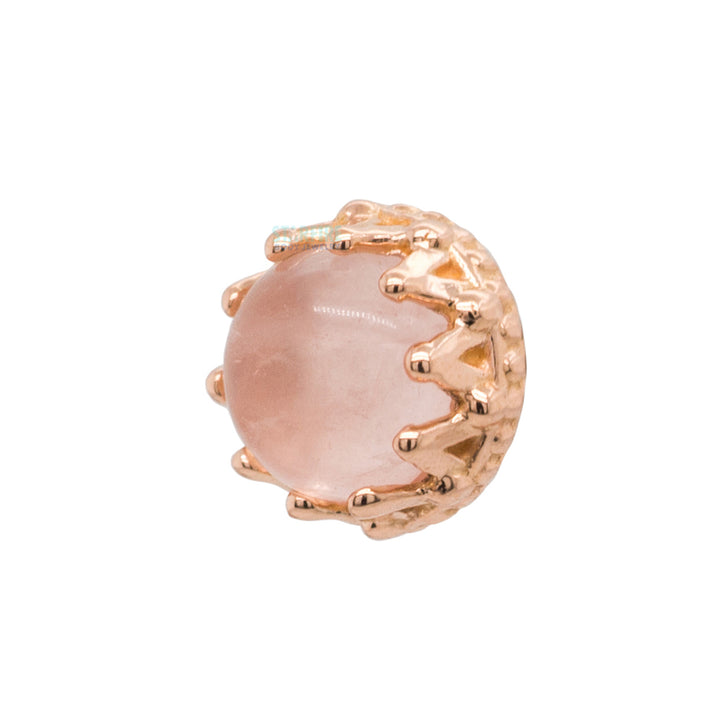 4mm "King" Crown Threaded End in Gold with Genuine Natural Stone Cabochon