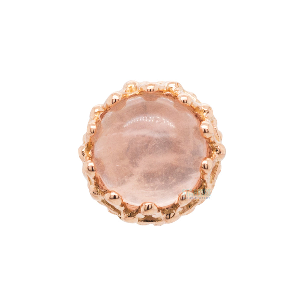 4mm "King" Crown Threaded End in Gold with Genuine Natural Stone Cabochon