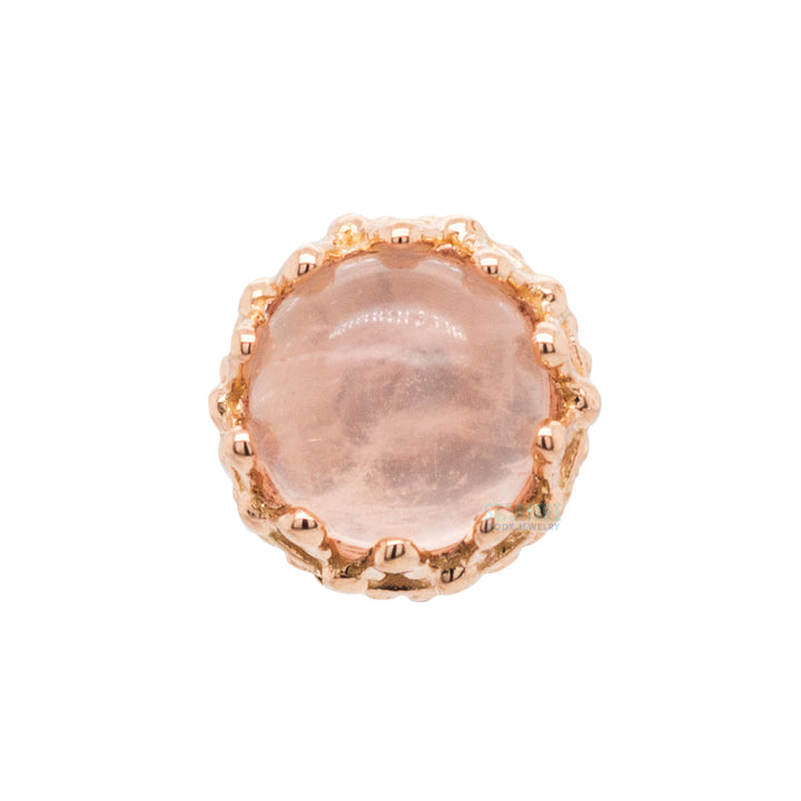 4mm "King" Crown Threaded End in Gold with Genuine Natural Stone Cabochon
