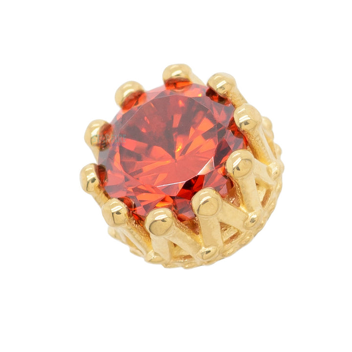 4mm "King" Crown Threaded End in Gold with Brilliant-Cut Gem
