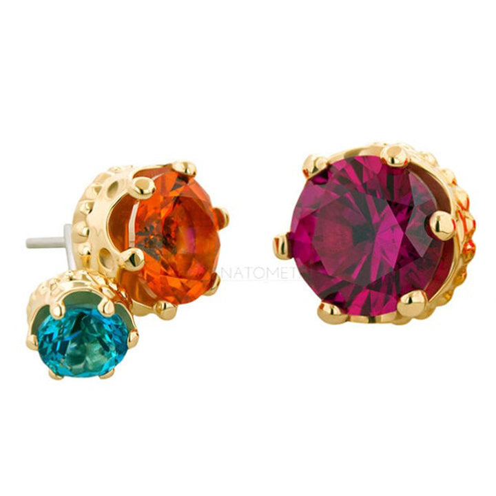 threadless: 2.5mm "Queen" Crown End in Gold with Passion Topaz