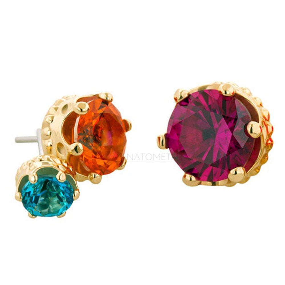 threadless: 3mm "Queen" Crown End in Gold with Passion Topaz