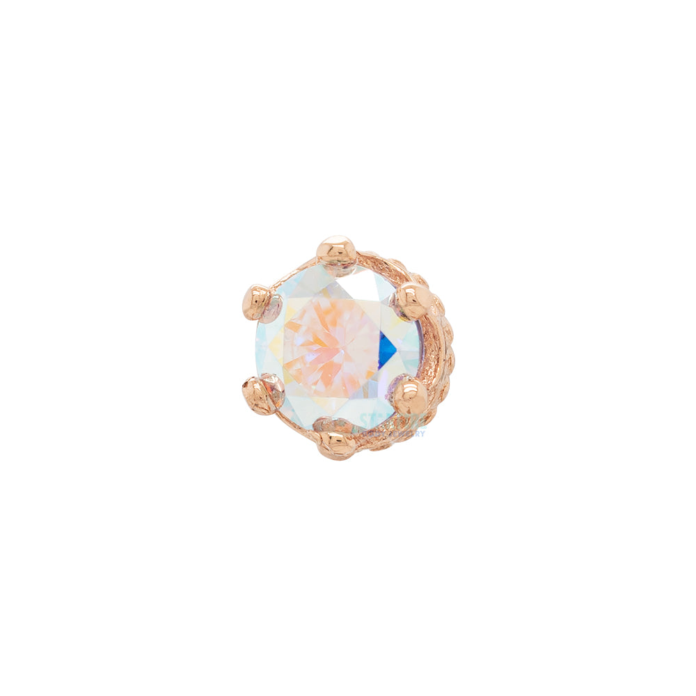 2.5mm "Queen" Crown Threaded End in Rose Gold with Brilliant-Cut Gem