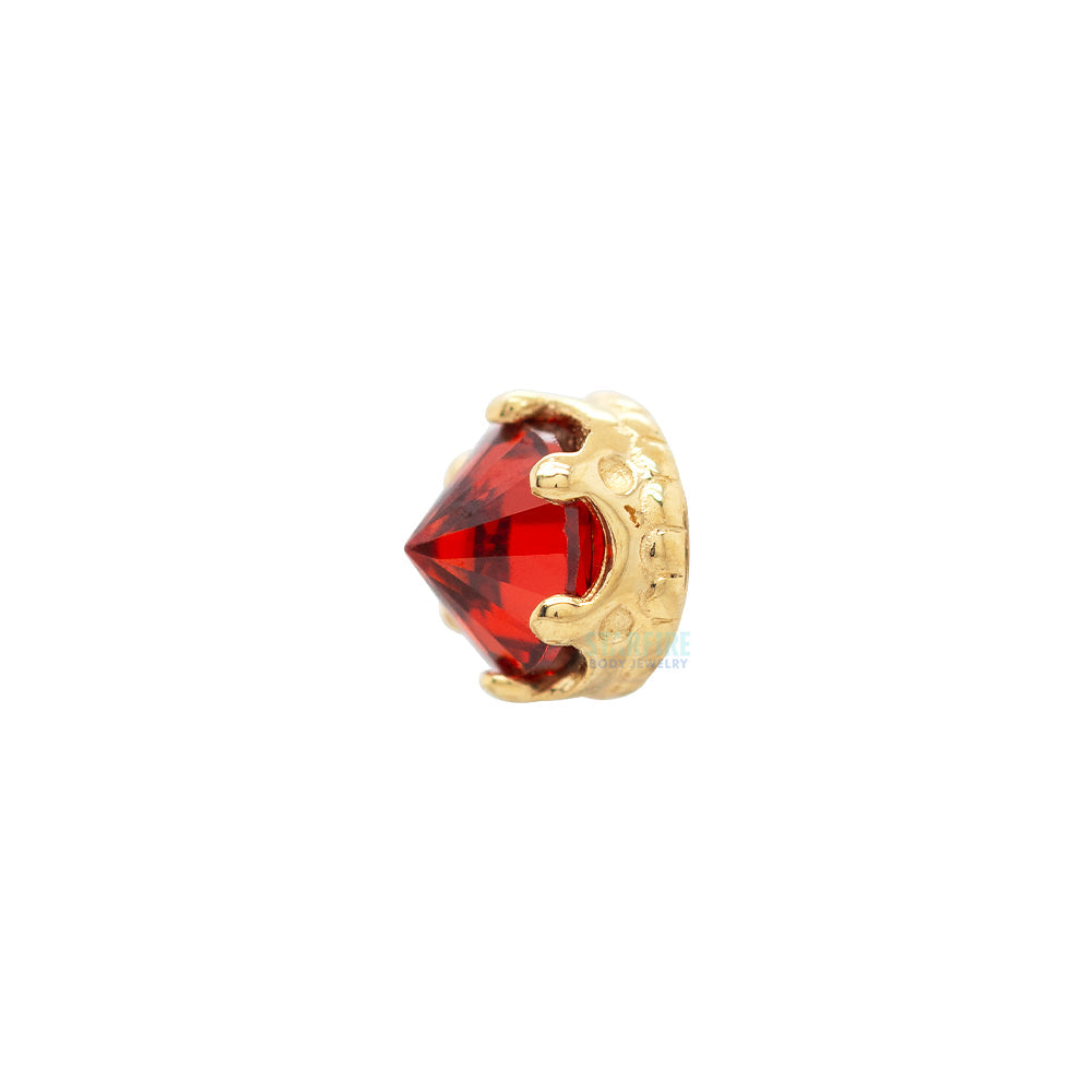 2.5mm "Queen" Crown Threaded End in Gold with Reverse-Set Brilliant-Cut Gem
