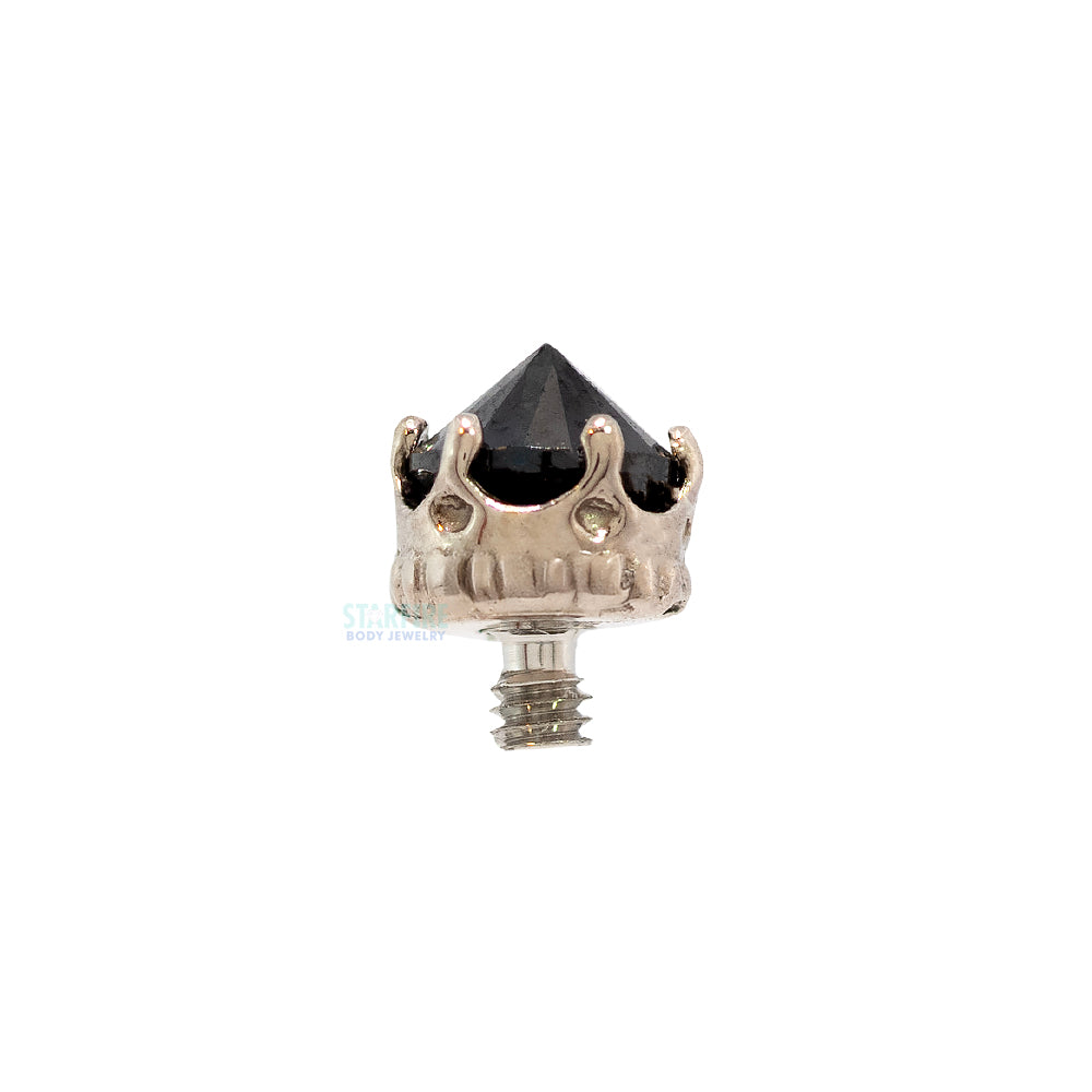 3mm "Queen" Crown Threaded End in Gold with Reverse-Set Brilliant-Cut Gem