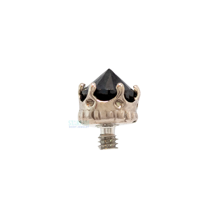 3mm "Queen" Crown Threaded End in Gold with Reverse-Set Brilliant-Cut Gem