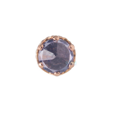 3mm "Queen" Crown Threaded End in Rose Gold with Reverse-Set Brilliant-Cut Gem