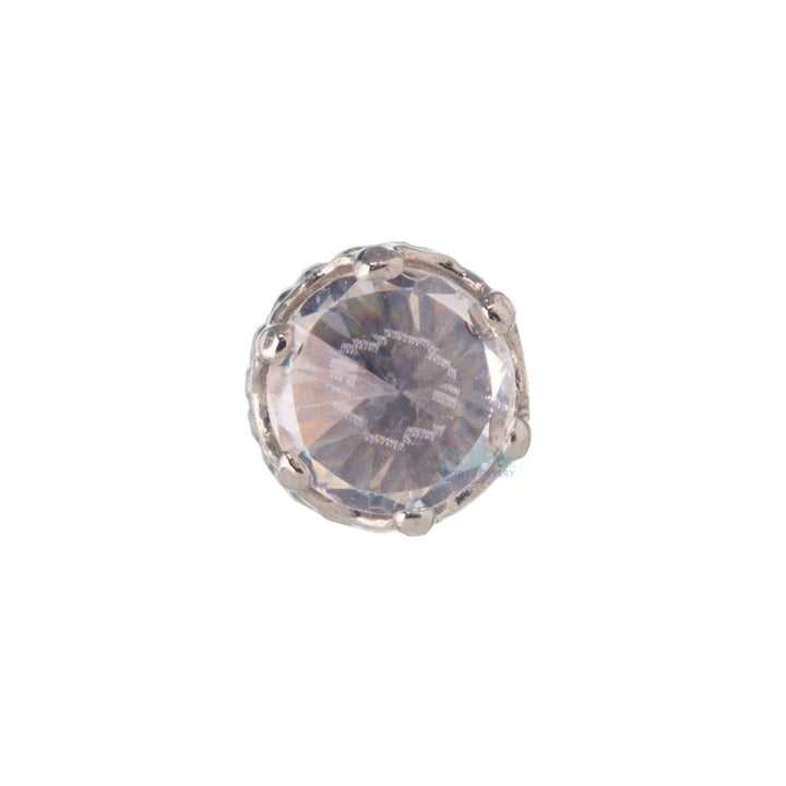 3mm "Queen" Crown Threaded End in Gold with Reverse-Set Brilliant-Cut Gem