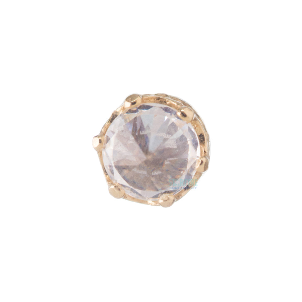 3mm "Queen" Crown Threaded End in Gold with Reverse-Set Brilliant-Cut Gem
