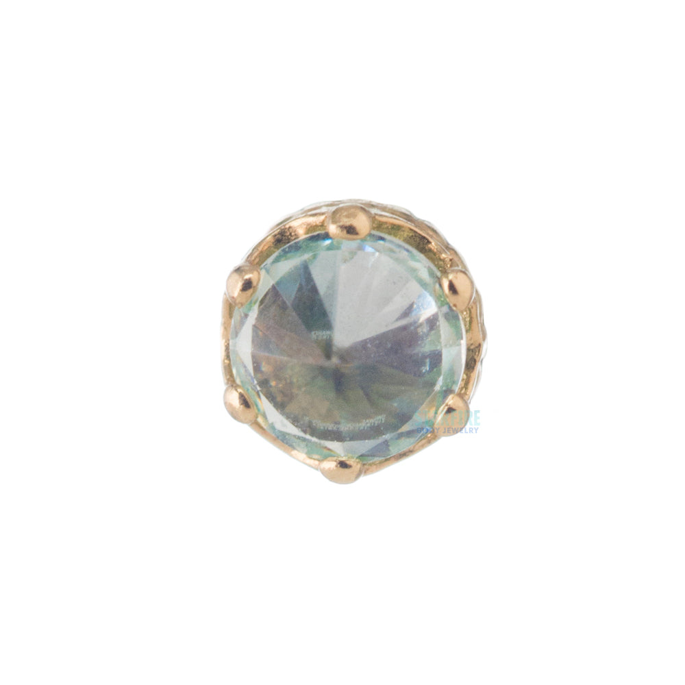 3mm "Queen" Crown Threaded End in Yellow Gold with Reverse-Set Brilliant-Cut Gem