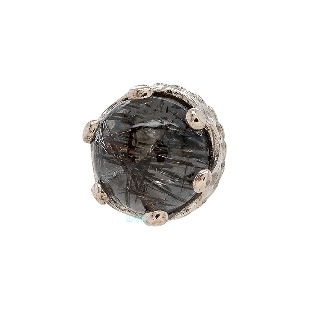 4mm "Queen" Crown Threaded End in Gold with Genuine Natural Stone Cabochon