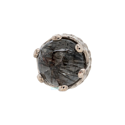 4mm "Queen" Crown Threaded End in Gold with Genuine Natural Stone Cabochon