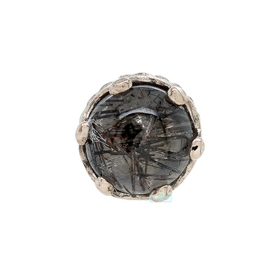 4mm "Queen" Crown Threaded End in Gold with Genuine Natural Stone Cabochon