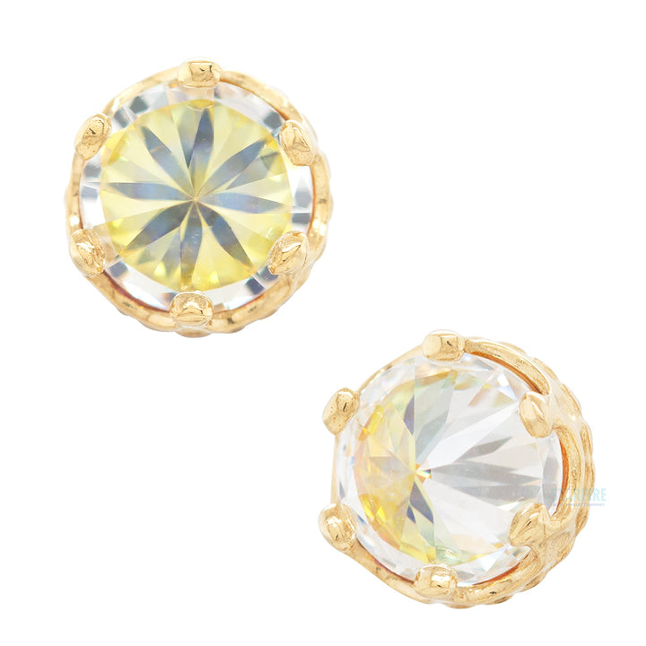 8mm "Queen" Crown Threaded End in Gold with Reverse-Set Brilliant-Cut Gem